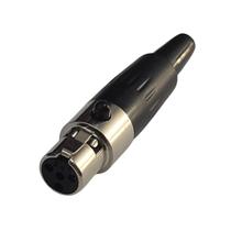 Plug Mini Xlr Fêmea 4 Pinos Profissional Preto Hx1067