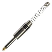 Plug P10 Mono com Mola Espacada Preto com Ponta GOLD