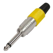 Plug P10 Mono Metal Com Corpo Plástico Amarelo - PC / 5