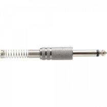 Plug P10 Mono Metal Niquelado Com Mola - Kit Com 50
