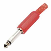 Plug P10 Mono Plástico Vermelho Com Protetor - PC / 10