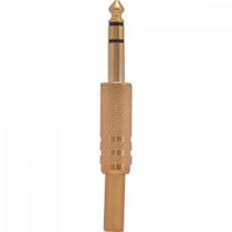 Plug P10 Stereo Metal Gold Com Mola Genérico - PCT / 10