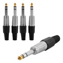 Plug P10 Stereo Ponta Gold - Kit 5 Conectores Pro Star Cable Plug P10 Stereo Ponta Gold - Kit 5 Conectores Pro Star Cable