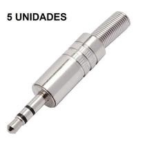 Plug P2 Stereo Metal C/ Mola Liso Profissional KIT COM 5 Plug P2 Stereo Metal C/ Mola Liso Profissional KIT COM 5