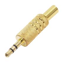 Plug p2 stereo metal gold com mola - pc / 10 Plug p2 stereo metal gold com mola - pc / 10