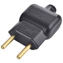 Plug Pino Macho 2P 10A 250V Preto Ilumi Plug Pino Macho 2P 10A 250V Preto Ilumi