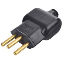 Plug Pino Macho 2P+T 10A 250V Preto Ilumi