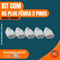 Plug Pino Tomada Femea Branco 3 Pino 10a Padrão Antigo 127/220v Plug Pino Tomada Femea Branco 3 Pino 10a Padrão Antigo 127/220v