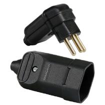 Plug Plugue Macho 90 Graus + Tomada Femea 3 Pinos 10a Prensa Cabos Preto Margirius Plug Plugue Macho 90 Graus + Tomada Femea 3 Pinos 10a Prensa Cabos Preto Margirius