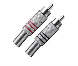 Plug rca 6mm metal pr/vm c/mola níquel 10 pares alta qualid