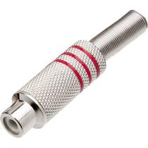 Plug RCA Fêmea Niquelado Com Mola JCRC0003 Vermelho Storm - PCT / 10 Plug RCA Fêmea Niquelado Com Mola JCRC0003 Vermelho Storm - PCT / 10