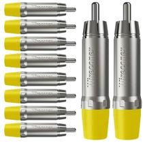 Plug Rca Macho Nickel Amarelo 10 Un Wireconex