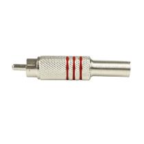 Plug RCA Metal EVUS com Mola Listras Vermelhas Macho C-074