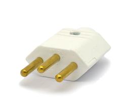 Plug Tomada 2P+T 10A/250V Branco - PLD1-3 - Margirius