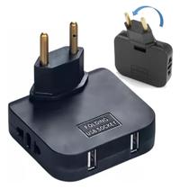 Plug Tomada Carregador Multifunção 2 Entrada USB Com 2 Tomada 10A 90~250V - Amastan