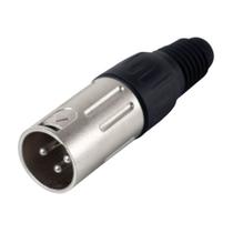 Plug XLR/Cannon Macho Metal Niquelado Plástico Preto