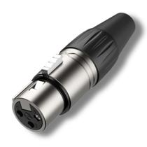 Plug XLR Fêmea Metal Profissional 3 Vias Roxtone RX3FP-NT
