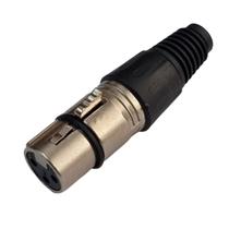 Plug Xlr Fêmea Metal Simples Cromado Mxt Unidade