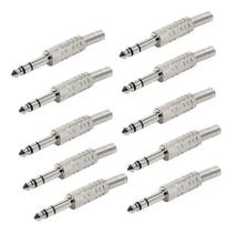 Plugs P10 Stéreo Metálico Com Mola - 10 Peças