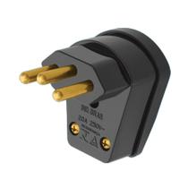 Plugue 2P+T Saída Lateral Bipolar 90 Grau 20A 250 Volts Preto Sobrepor - 1490 - FAME Plugue 2P+T Saída Lateral Bipolar 90 Grau 20A 250 Volts Preto Sobrepor - 1490 - FAME