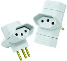 Plugue 3 Saídas Branco 2 P+T 10a Maciços Radial 1501.155