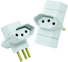 Plugue 3 Saídas Branco 2 P+T 10a Maciços Radial 1501.155