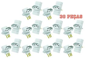 Plugue 3 Saídas Branco 2 P+T 10a Maciços Radial c/ 30