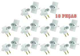 Plugue 3 Saídas Cinza 2 Pólos 10a Maciços Radial c/ 10