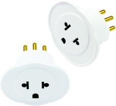Plugue Adaptador Branco 10A 2 P+T Maciços Radial 20 Peças