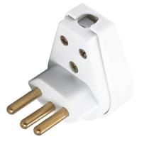 Plugue Angular 2P+T 10A 250V Antichama Pino Maciço Branco Tramontina Plugue Angular 2P+T 10A 250V Antichama Pino Maciço Branco Tramontina