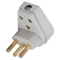 Plugue Angular 2P+T de 10 Ampères e 250 Volts Cinza - TRAMONTINA Plugue Angular 2P+T de 10 Ampères e 250 Volts Cinza - TRAMONTINA