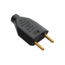 Plugue Bipolar 2P Juncao Macho 10A/250V Preto Sobrepor-Fame Plugue Bipolar 2P Juncao Macho 10A/250V Preto Sobrepor-Fame