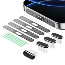 Plugue de poeira USB C, pacote com 4 e capa protetora contra poeira de alto-falante para iPhone