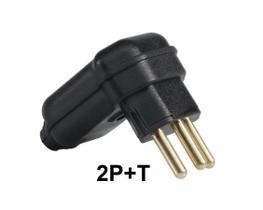 Plugue de tomada 20A Macho 3 Pinos 90 Preto