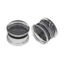 Plugue De Túnel Para Orelha Em Acrílico Transparente Branco E Preto, 2 Peças, Alargadores De Orelha,