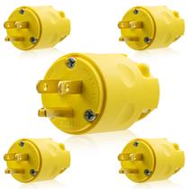 Plugue elétrico ELEGRP 15A 125V NEMA 5-15P 2P 3W amarelo, pacote com 5