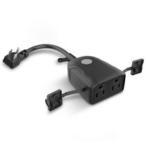 Plugue externo inteligente Feit Electric, plugue WiFi à prova d'água, 2 soquetes aterrados, funciona com Alexa e Google Assistant, controlado por aplicativo, plugue interno/externo de 15 A com 2 tomadas, preto, plugue/WiFi/WP