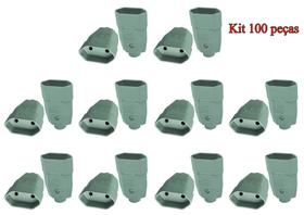 Plugue Fêmea Cinza 10a 2 Pólos Radial Kit com 100 pç Plugue Fêmea Cinza 10a 2 Pólos Radial Kit com 100 pç