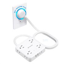 Plugue giratório Power Strip TROND 360, 8 tomadas, 4 USB 1440J, branco