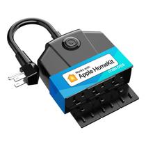 Plugue inteligente externo meross com 3 soquetes, compatível com preto