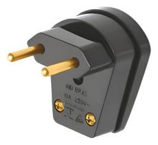 Plugue Macho 2 Pinos Fame 10A Grande Lateral 90 Preto