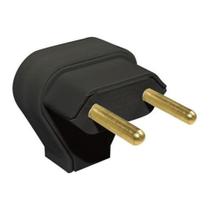 Plugue Macho 2 Pinos Fame Pequeno 10A Lateral 90 Preto