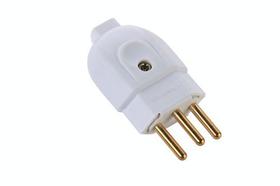 Plugue macho 2P+T 10A 250V~ cor branco