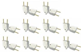 Plugue Macho Branco 10a 2 Pinos Maciços Radial Kit 10 peças