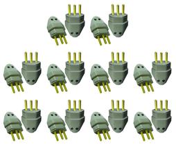 Plugue Macho Cinza 20a 2P+T Maciço Radial Kit com 10 peças Plugue Macho Cinza 20a 2P+T Maciço Radial Kit com 10 peças