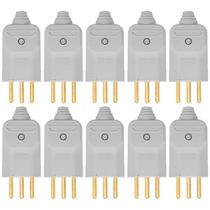 Plugue Macho Com Prensa Cabo 3 Pinos 10A Margirius Cinza