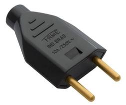 Plugue Macho Fame 2P 10A 250V Preto Plugue Macho Fame 2P 10A 250V Preto