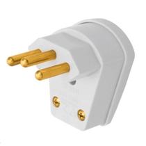 Plugue Macho Grande 3 Pinos Fame 20A Lateral Cinza Plugue Macho Grande 3 Pinos Fame 20A Lateral Cinza