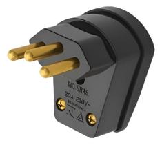 Plugue Macho Grande 3 Pinos Fame 20A Lateral Preto Plugue Macho Grande 3 Pinos Fame 20A Lateral Preto