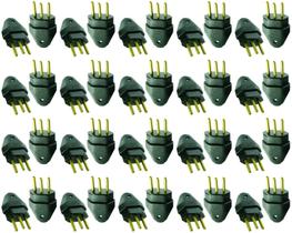 Plugue Macho Preto 2 Pólos + Terra 10a Maciço Radial c/ 20